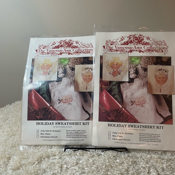 Christmas Two Santa & Mrs Claus Cross Stitch Sweatshirt Kits Vanessa-Ann - Picture 2 of 7